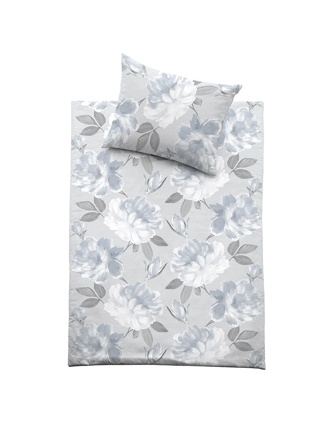 FUSSENEGGER | Satin Bettwäsche Premium Satin 70x90cm/140x200cm Hellgrau | 